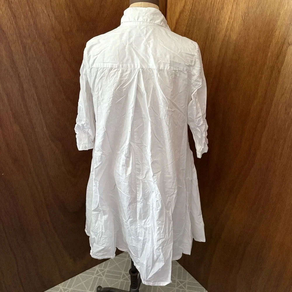 METROSTYLE sz S White Button down Fishtail High Low Shirt - Picture 5 of 8